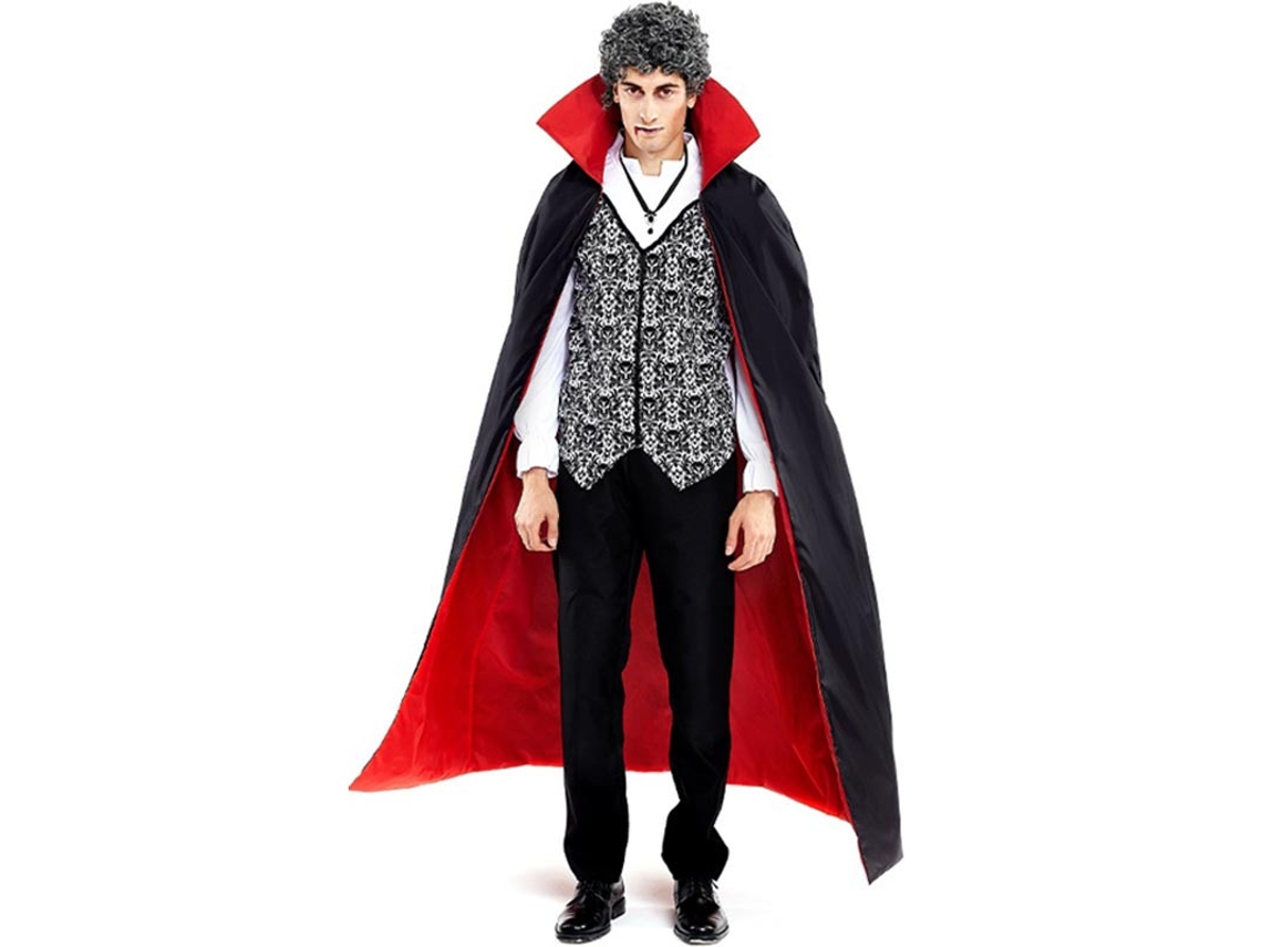 Fato clássico de Drácula com capa bicolor para homem
