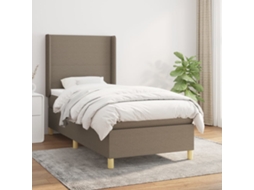 Cama Com Molas/colchão 100x200 Cm Tecido Cinza-acastanhado