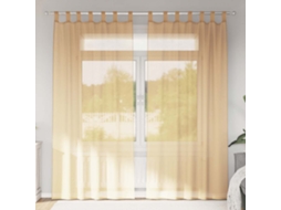 Vidaxl Cortinas De Voile Com Laços 2 Pcs Areia 140x225 Cm