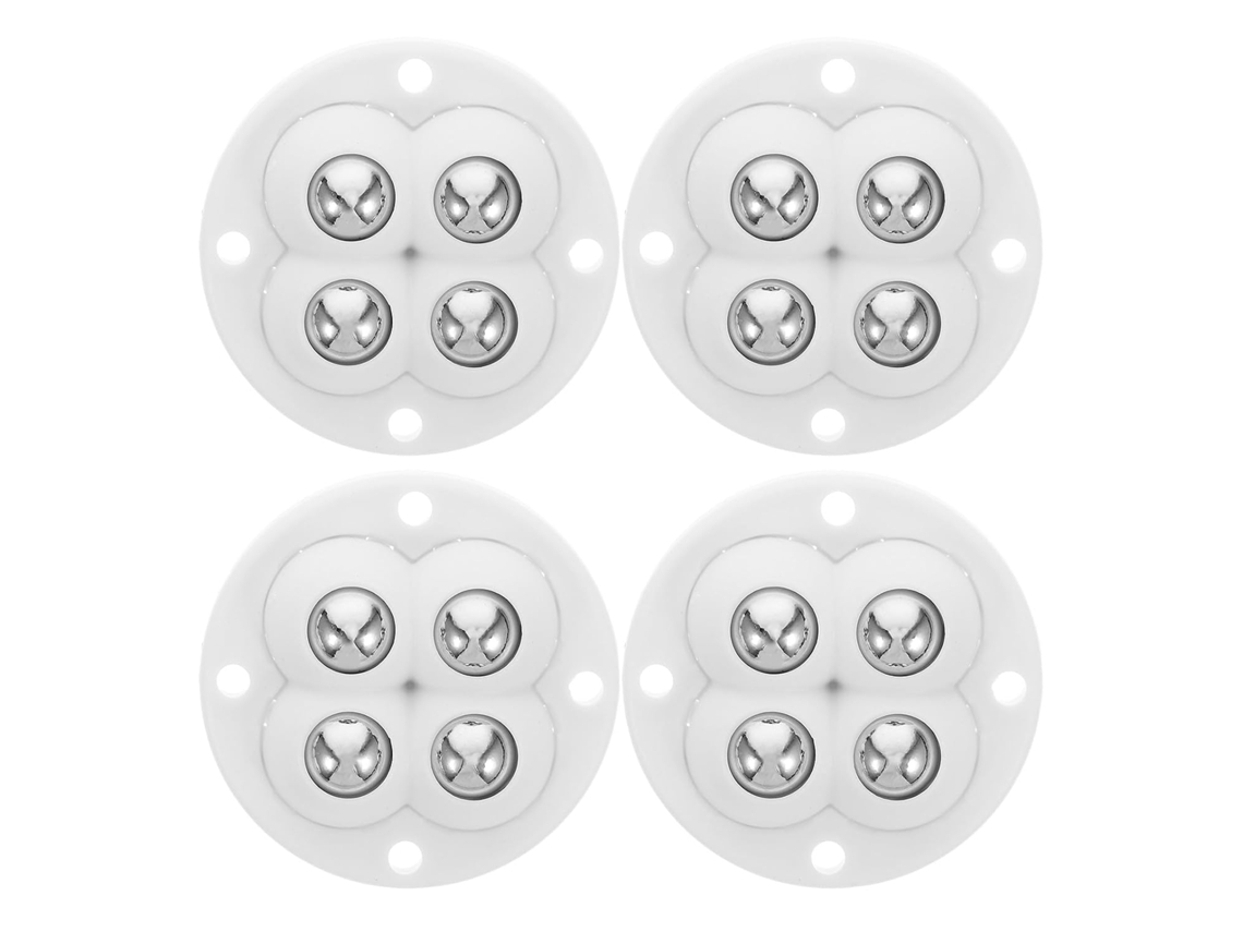 Conjunto De 4 Rodízios Adesivos Para Móveis Em Abs Branco E Aço
