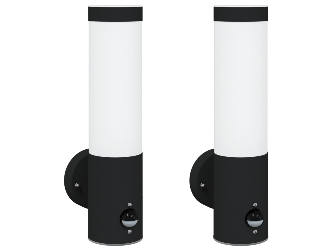 Conjunto 2 Iluminação Externa Vidaxl Preto Aço Inoxidável (12 X 8,5 X 29 Cm)