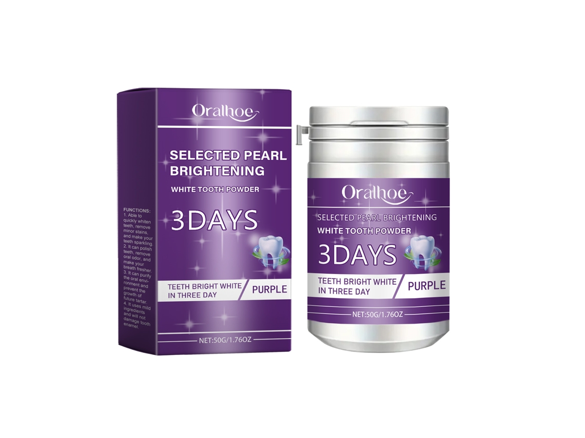 Clareador Dental em Pó Branco Roxo para um Sorriso Mais Luminoso LAXISCREED