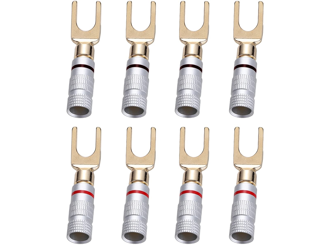 Conjunto De 8 Conectores Em Y Com Rosca 45 Graus, Banhados A Ouro 24k, Formato U E De