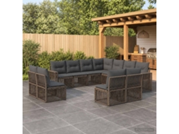 Vidaxl Conjunto De Sofá De Jardim 11 Unid. Cinza E Cinza Escuro
