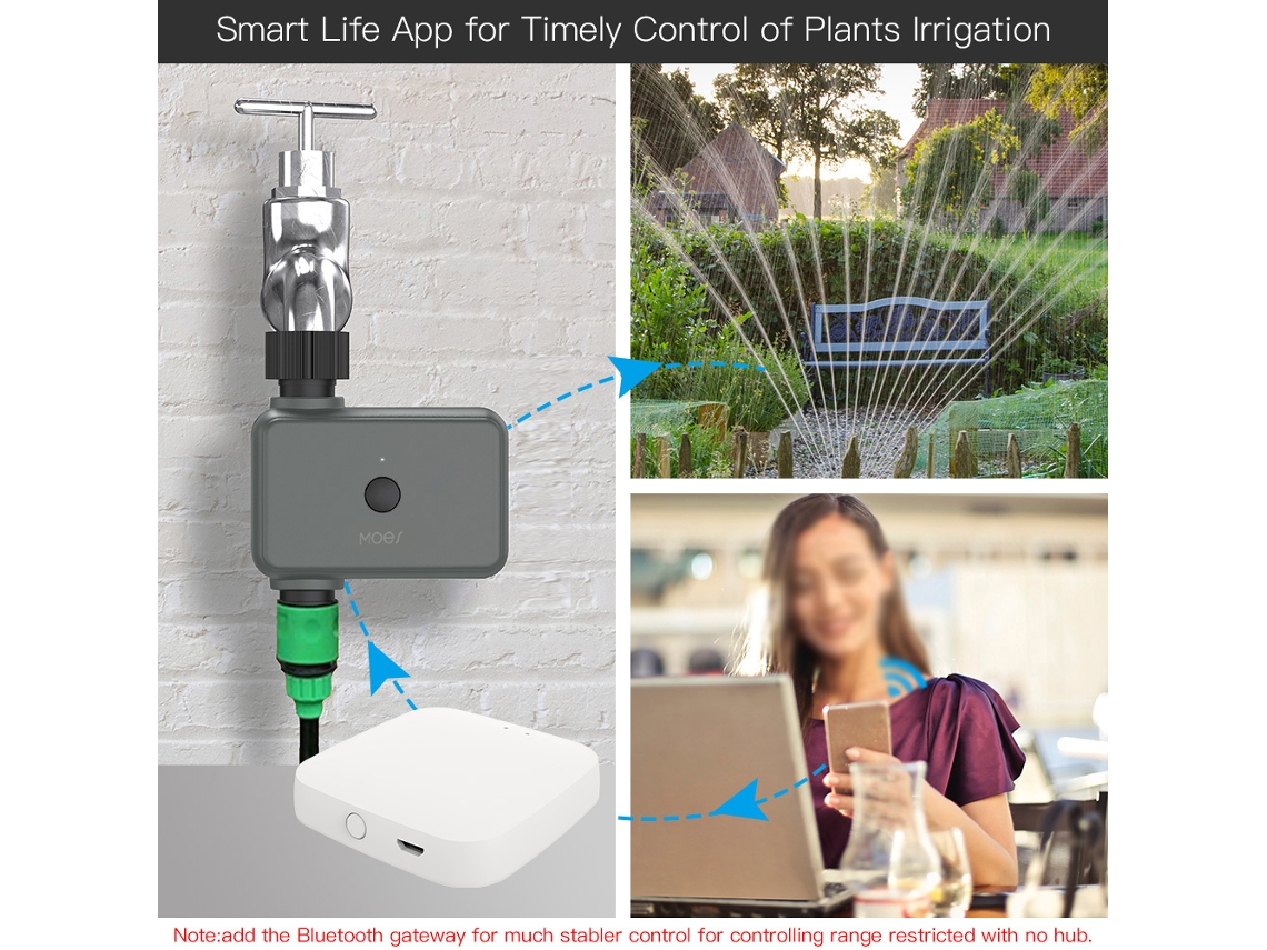 Yuru temporizador de água inteligente BT Tuya app com atraso por chuva, programável, compatível com Alexa e gateway com S/MARCA