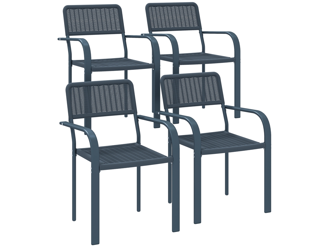 Cadeiras de Jantar Pp, Aço Cor Cinzento Escuro 55x60x83 cm Outsunny