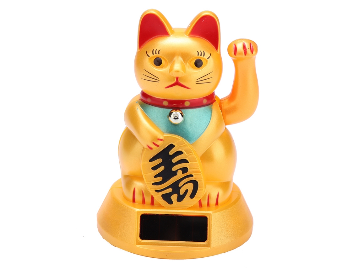 Gato da sorte solar com braço móvel decorativo para carro e casa