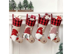 Conjunto De 4 Sacolas De Presente De Natal Com Estampa De Gnomo Velho Sem Rosto. Hengjian