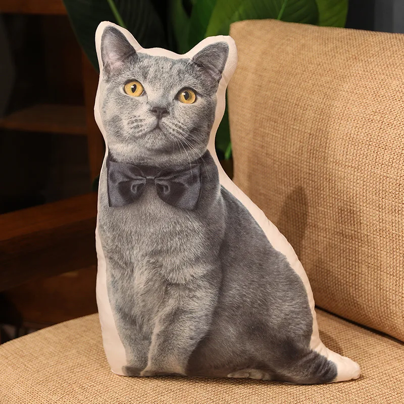 Almofada para Adultos, Almofada de Assento, Almofada de Encosto, Simulação de Gato e Cachorro MDUG (gato Azul 50cm)