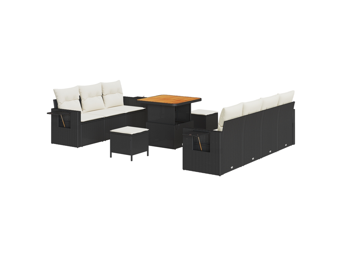 Conjunto 10 Móveis De Jardim Vidaxl Preto Vime Pe (80 X 80 X 71 Cm)