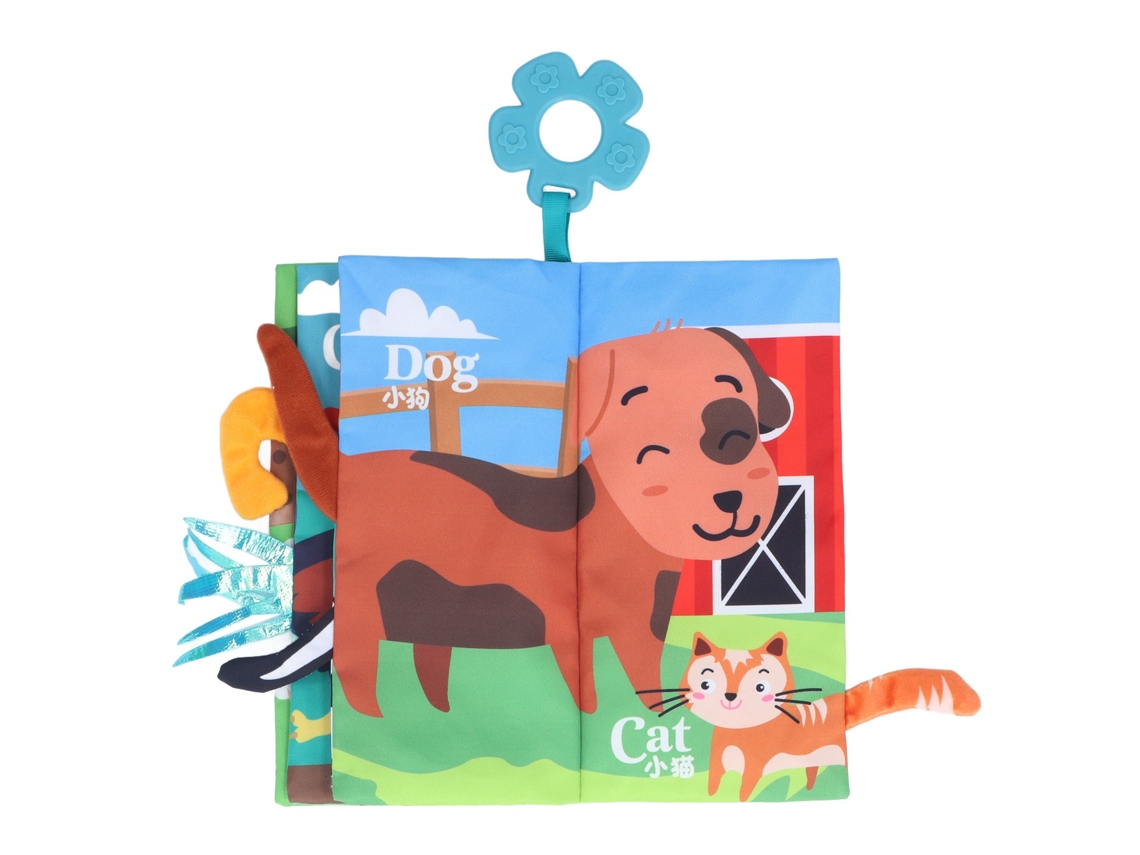 Primerox livro de Tecido para Bebê Animais Desenho Animado Cores Vibrantes Habilidade Cognitiva