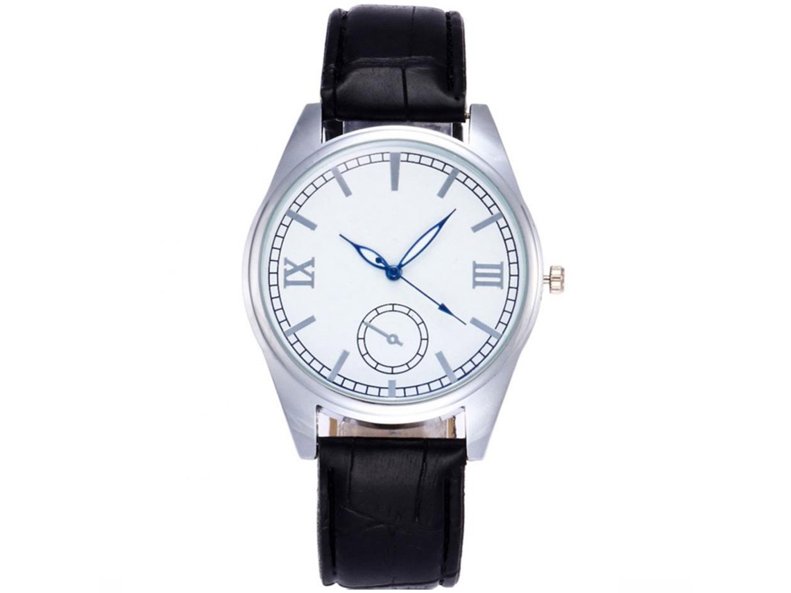 Relógio de casal Zhoulianfa Fashion com pulseira de couro PU e mecanismo de quartzo em liga metálica (preto)