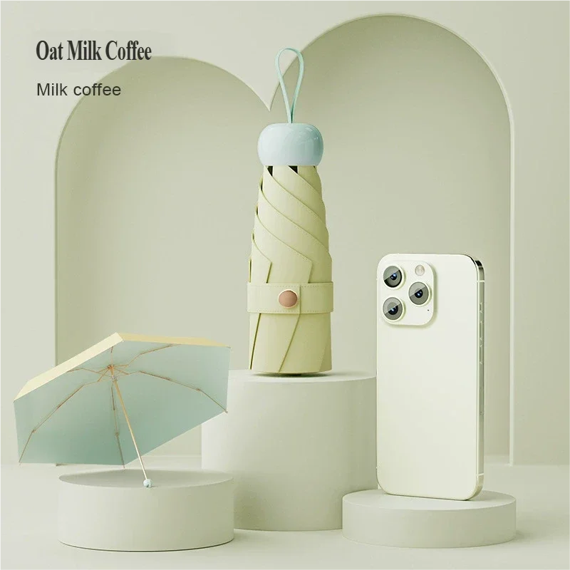 Guarda-chuva De Luxo Em Formato De Cápsula (verde Claro 6k), Elegante E Feminino, Com Proteção Solar E Dupla Função Para Proteção Contra Sol E Chuva.