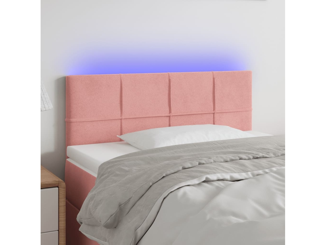 Cabecero con luces LED, terciopelo, 100x5x78/88 cm, rosa