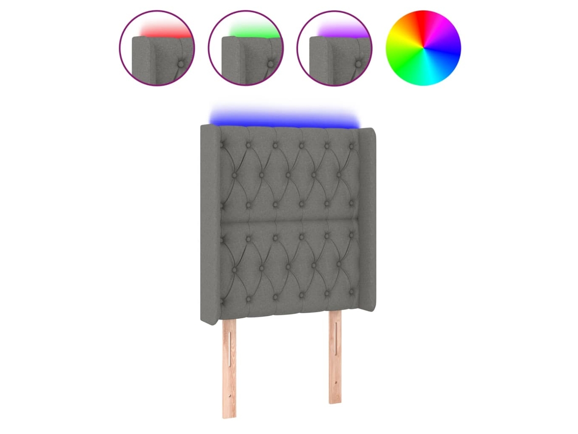 Led Headboard, Led Headboards Vidaxl Cinzeto Tecido (83 X 16 X 118/128 Cm)