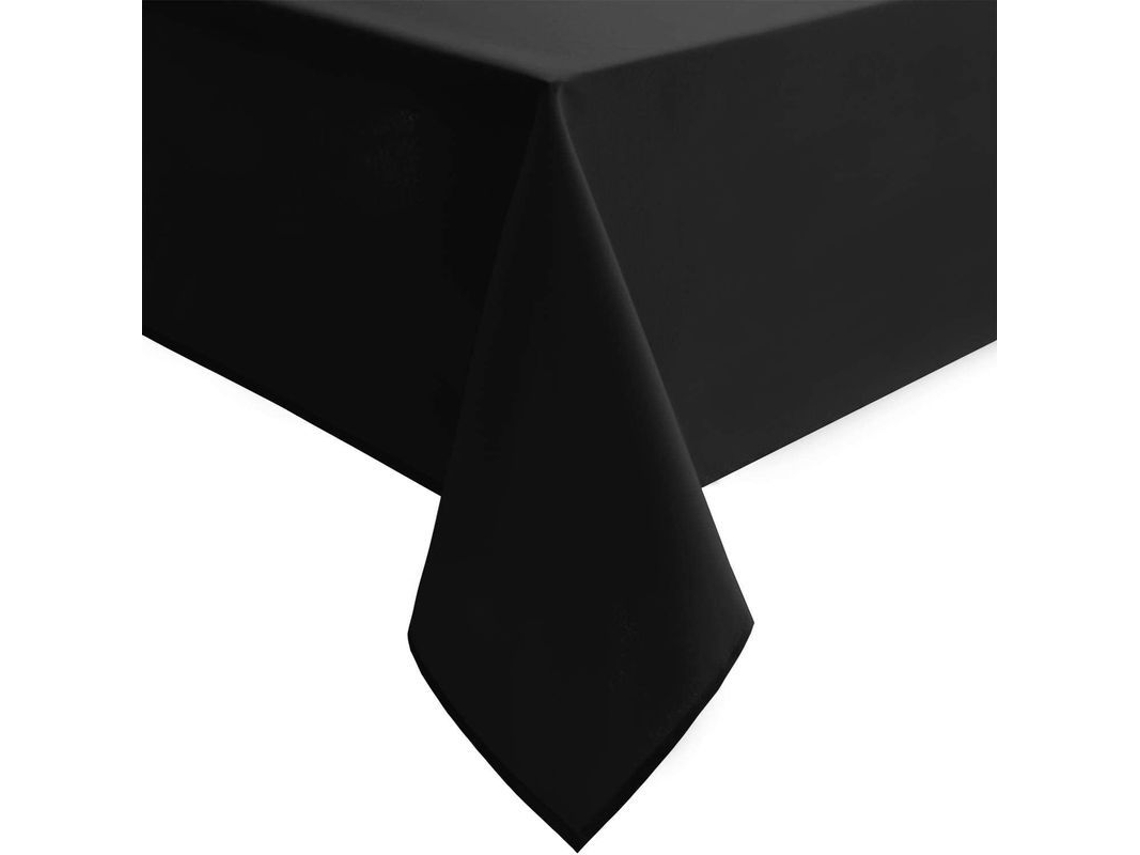 Manta de Mesa Retangular Impermeável Lavável Têxtil Poliéster para Mesas de 6 Pés, 54x80 Polegadas, Preto