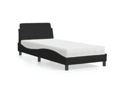 Vidaxl Cama com Colchão Dover 80x200 Cm Tecido Preto