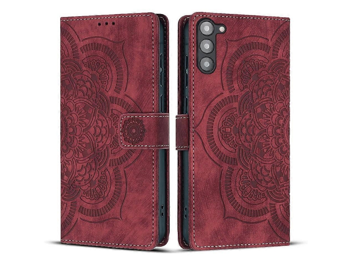 Capa De Couro Wanlonfeng Hdm Series Com Estampa De Mandala E Suporte Para Celular Para Samsung Galaxy S23