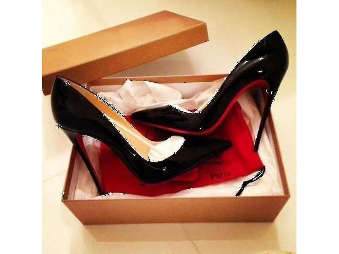 2026 sapatos de Salto Alto Fino Ponta Aguda 6cm 8cm 10cm Couro Patente Preto para Mulher Casamento Festa Verão