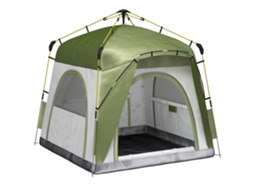 Barraca de Camping Retrátil para 3 Pessoas. Cúpula Familiar com 4 Portas. 4 Janelas e Bolsa de Transporte Verde e Cinza Ge