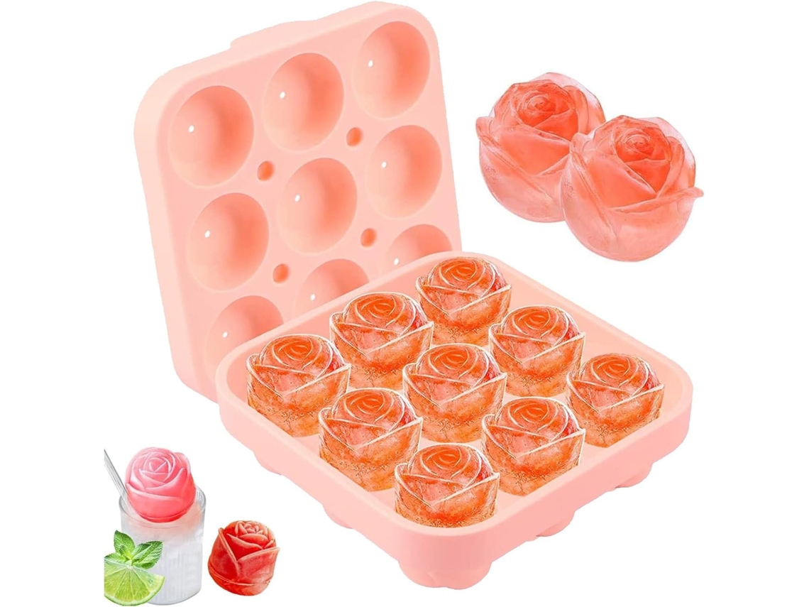 Forma De Gelo Com Tampa, Forma De Silicone Em Formato Rosa Para Cubos Gelo, Forma Rosa Para Congelar Gelo