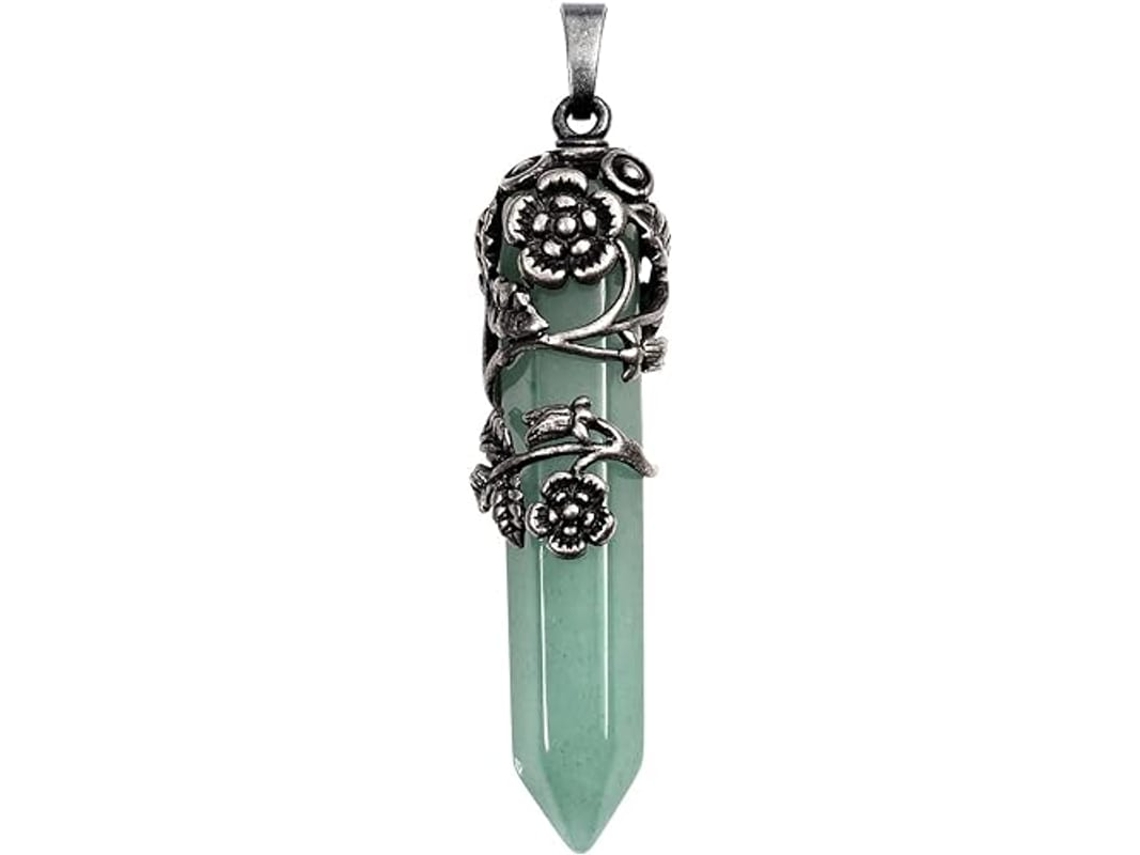Colar De Cristal Vintage Com Pedra De Onix Preto Reiki Cura De Colar De Pingente Flor