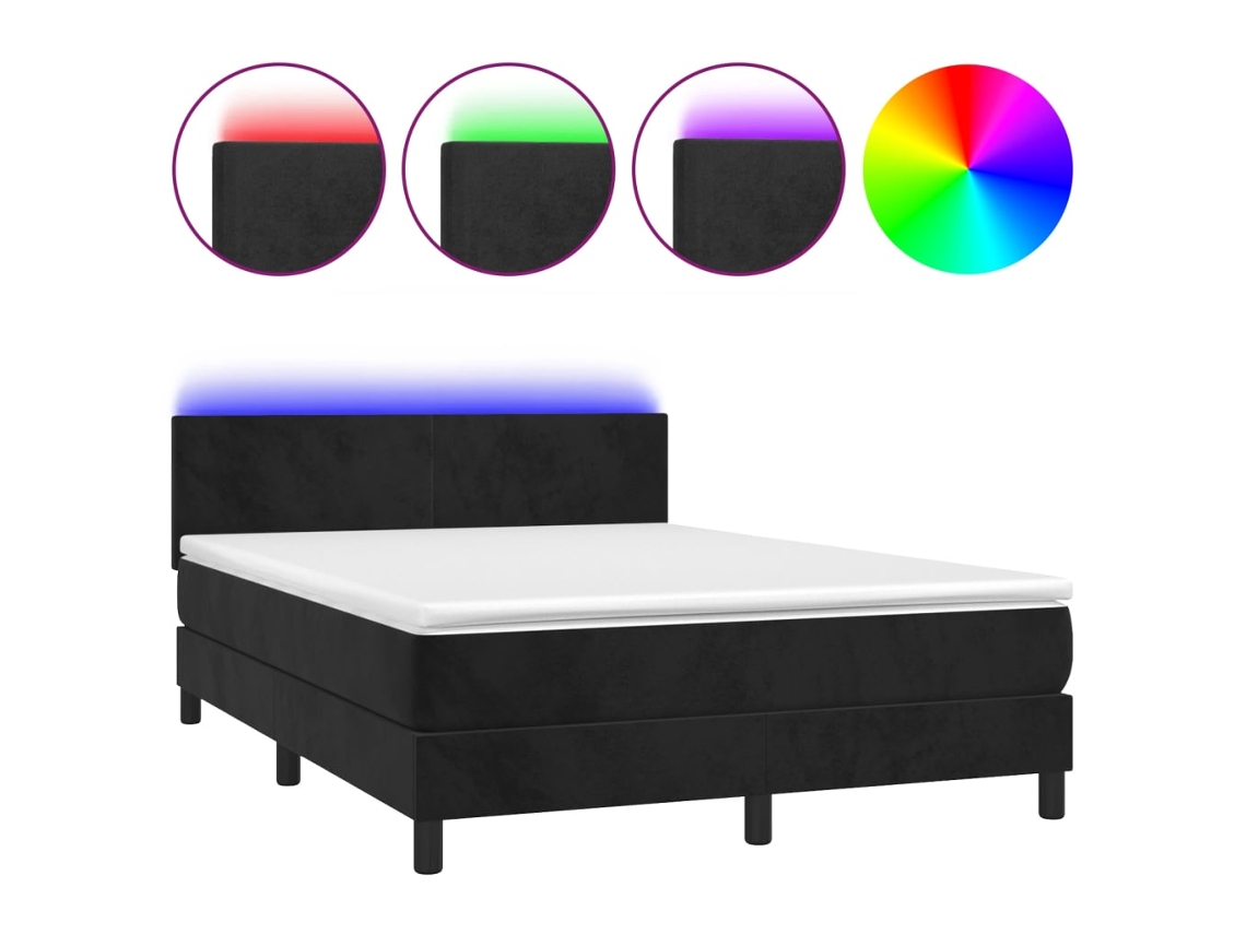 Box Spring Bed, Box Spring Beds Vidaxl Preto Veludo (140 X 190 Cm)