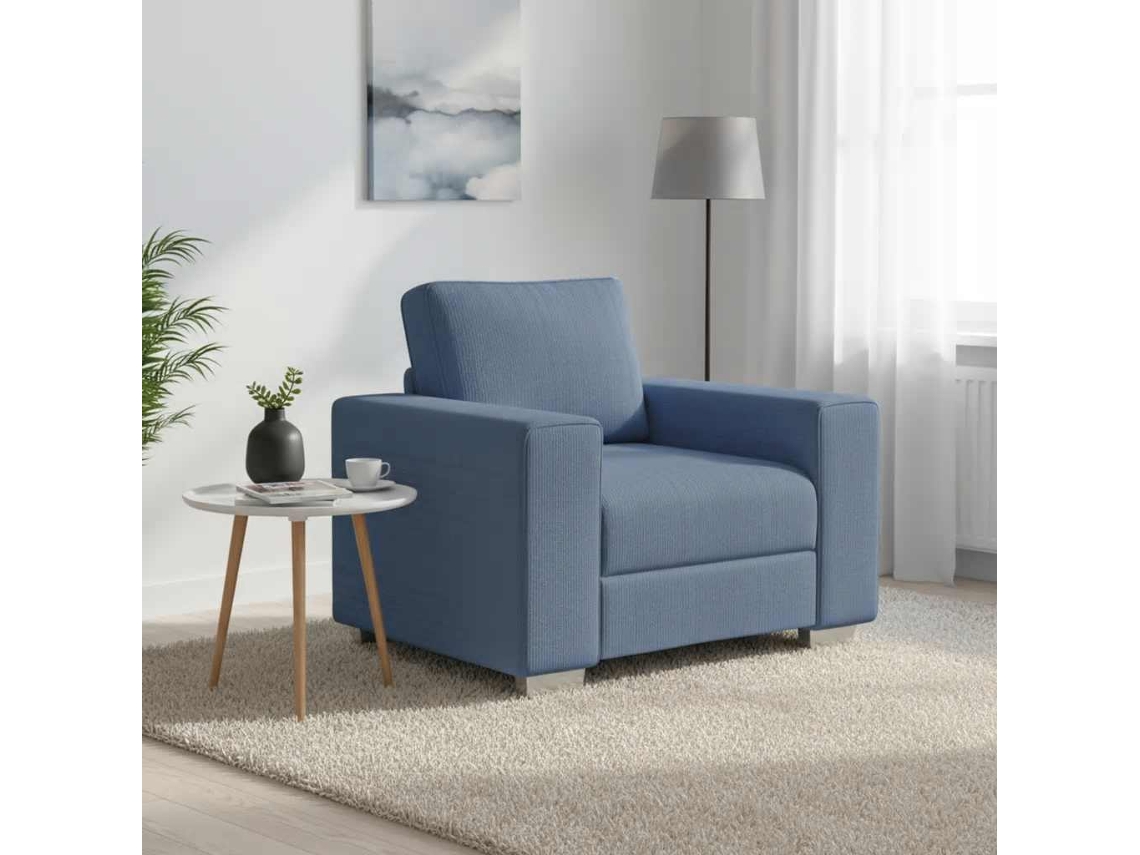 Vidaxl Poltrona Tecido Corduroy 100x77x82 Cm Azul