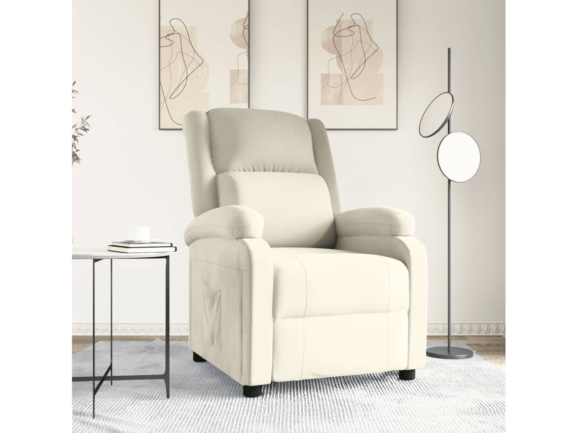 Vidaxl Poltrona Reclinável Veludo Cor Creme