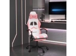 Vidaxl Cadeira Gaming Giratória C/ Apoio Pés Couro Artif. Branco/rosa