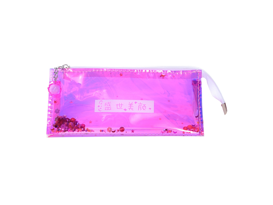 Organizador De Lápices Transparente Con Brillo Estuche Portátil Para Escolar Artístico (6)