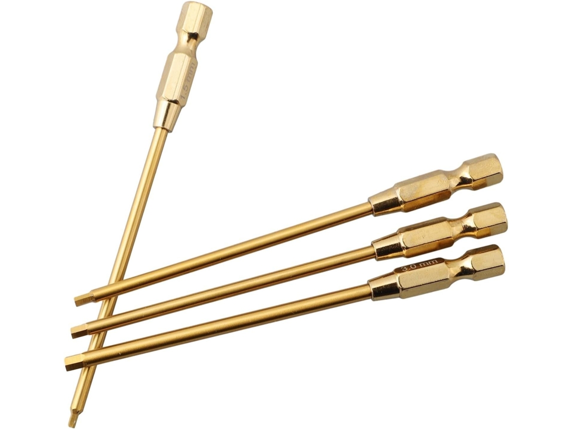 Conjunto De 4 Chaves Fenda 1,5/2/2,5/3 Mm, Com Encaixe Rápido Para Broca 1/4 Manuais Metal Dourado Modelos Rc