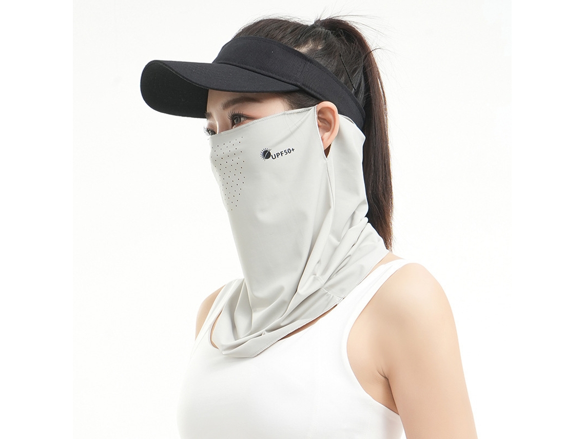 Máscara Protetora Solar Exterior CZHHMART Anti raios Uv, Tecido Respirável e Refrescante, Cinza Claro