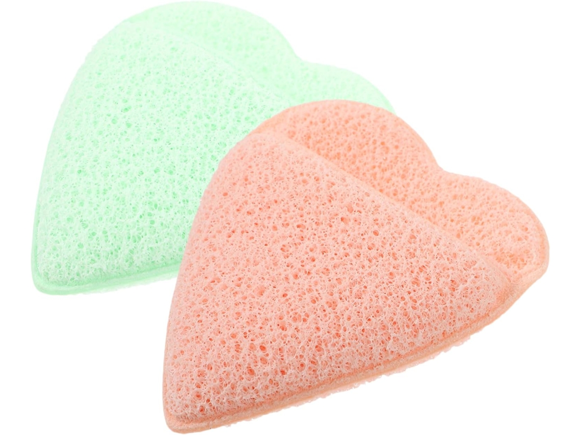 Conjunto de 2 esponjas esfoliantes portáteis para limpeza facial e remoção de maquiagem.