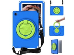 Capa para Lenovo Tab M10 com suporte e elevação, capa antiderrapante de EVA à prova de choque, azul Hengrongshen (3ª geração)