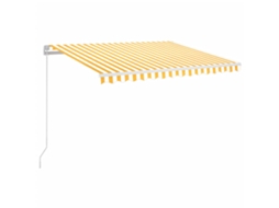 Toldo Retrátil Manual com LED 350x250 cm Amarelo e Branco MAISON EXCLUSIVE