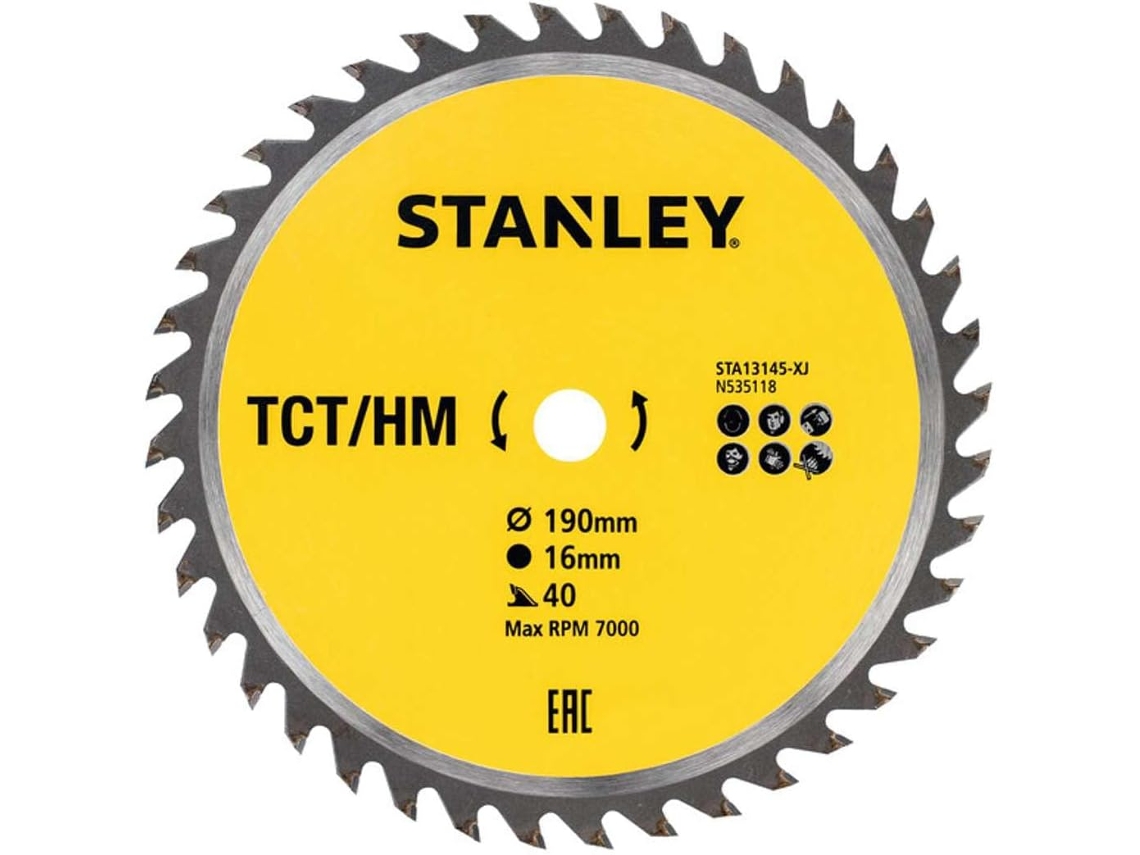 Lâmina Circular TCT STANLEY 190x16mm com 40 Dentes | S/MARCA