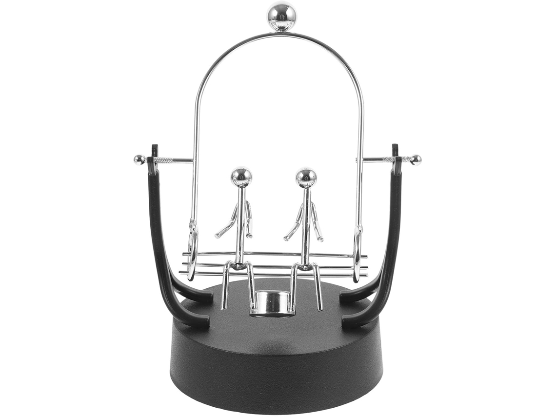 Máquina Movimento Perpétuo Feita Ferro Plástico Redonda Prateada Estável Decoração Elegante Escritório Moderno GOKOCO