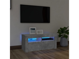 Móvel De Tv Com Luzes Led 90x35x40 Cm Cinzento Cimento DKD HOME DECOR