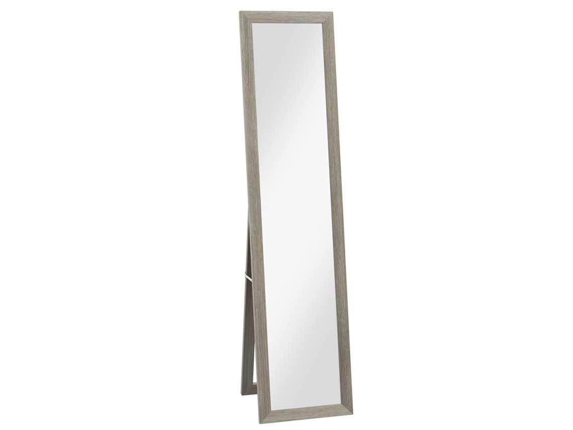 Espelho de Pé Mdf e Vidro Cor Cinzento 37x40x155 cm Homcom