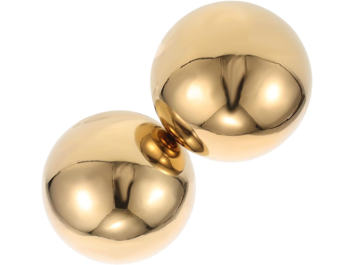 Kichouse Kit de 2 Esferas Redondas de Metal em Aço Inoxidável com Acabamento Brilhante, Cor Dourada, Ocas e Refletivas, CHABERLU