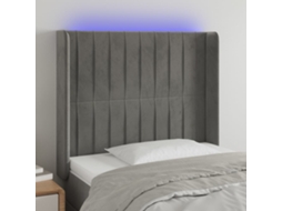 Vidaxl Cabeceira Cama C/ Luzes Led Veludo 103x16x118/128cm Cinza-claro