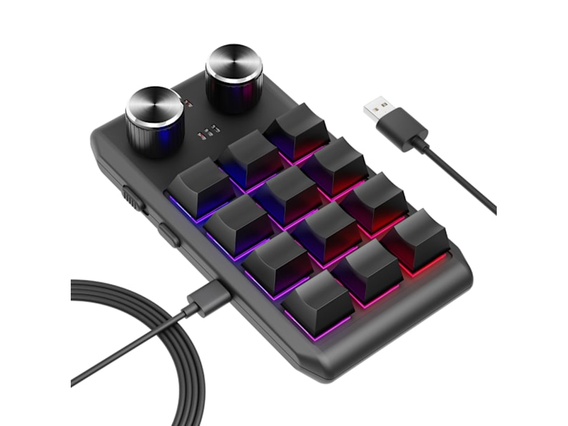 Mini Teclado Macro Programável, 12 Teclas, Retroiluminação Rgb, Programável, Para Atalhos, Produtividade, Jogos E Controlo De Funções