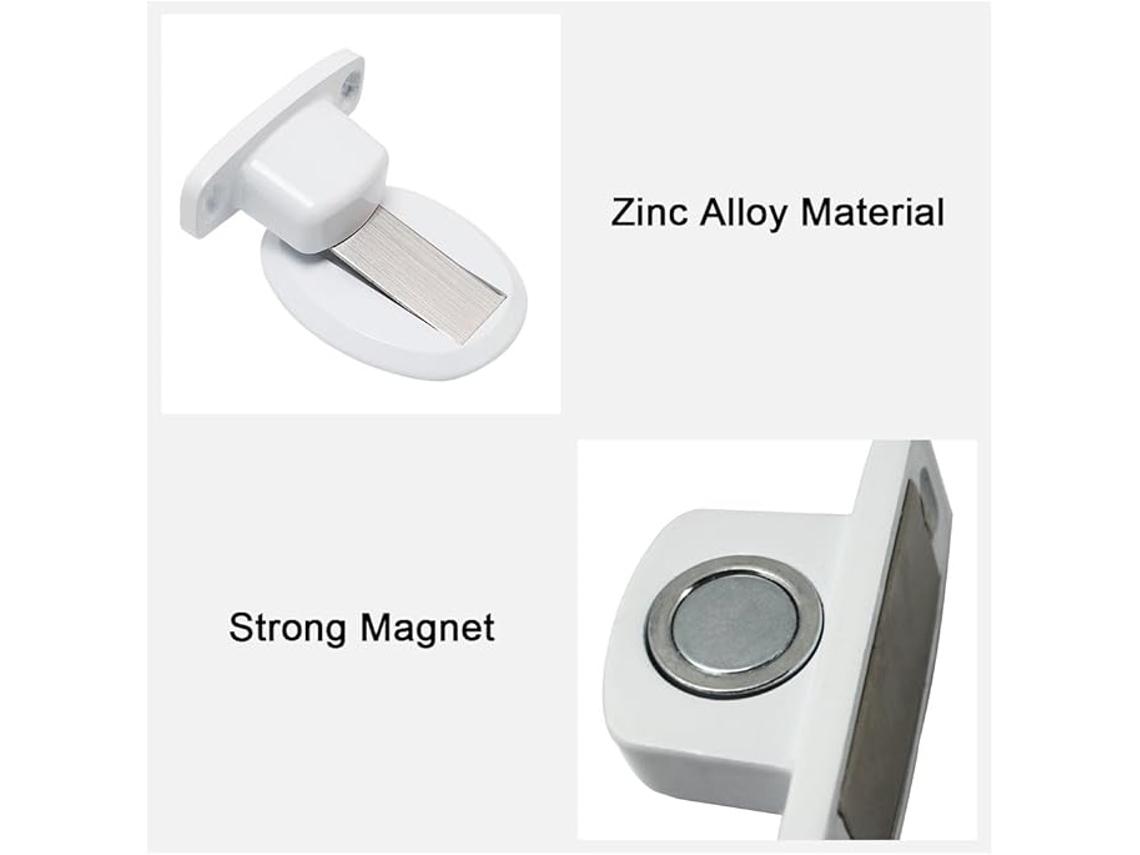 Batente De Porta Magnético De Metal, Resistente, Com Ventosa Invisível Sem Furos , Forte, Para Portas De Metal, Com Parafu Aquaforge (branco)