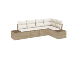 Maison Exclusive - Conjunto De Sofá De Jardim 5 Unid. Bege E Creme Vime Pe