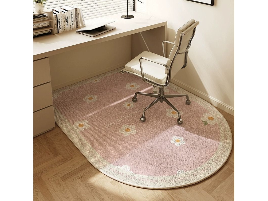 Tapete Protetor Para Cadeiras, Isolante Acústico, Antiderrapante (flores Rosa - 60x120 Cm) Cuich