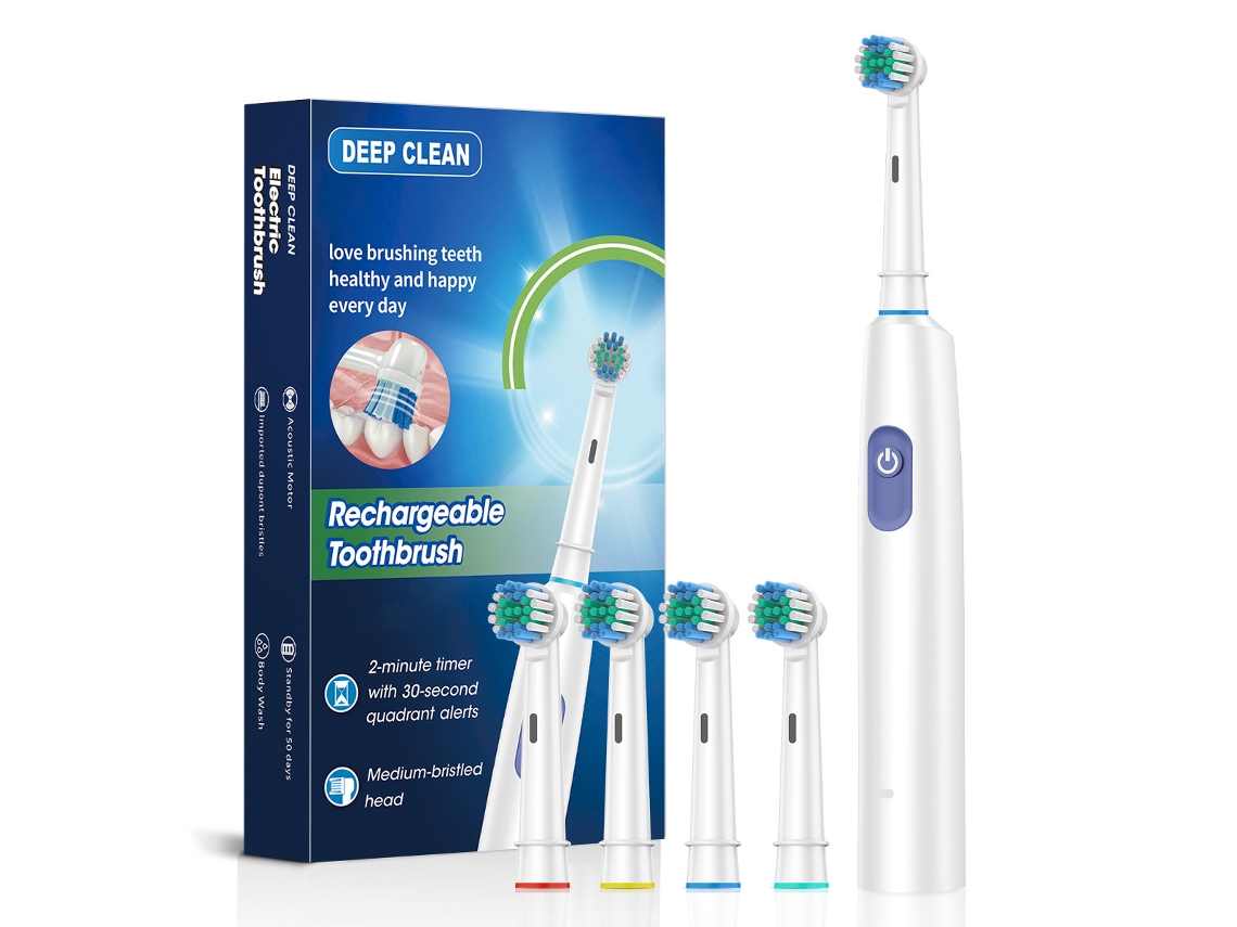 Escova De Dentes Elétrica, Branca 4 Cabeças De Escova (um Pacote)