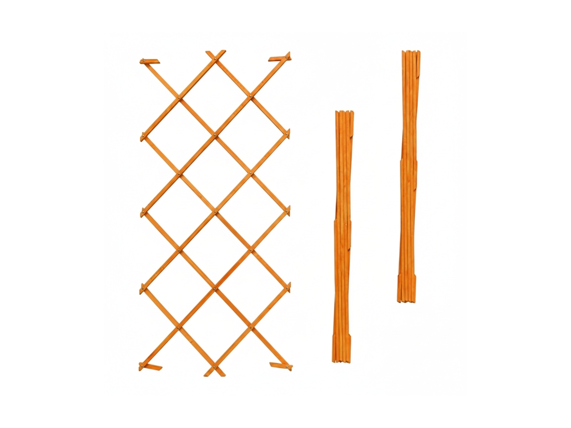 Relaxdays Treliça Extensível, 3 Unidades, 180 X 120 Cm, Madeira, Montagem Na Parede, Suporte Para Trepadeiras, Laranja