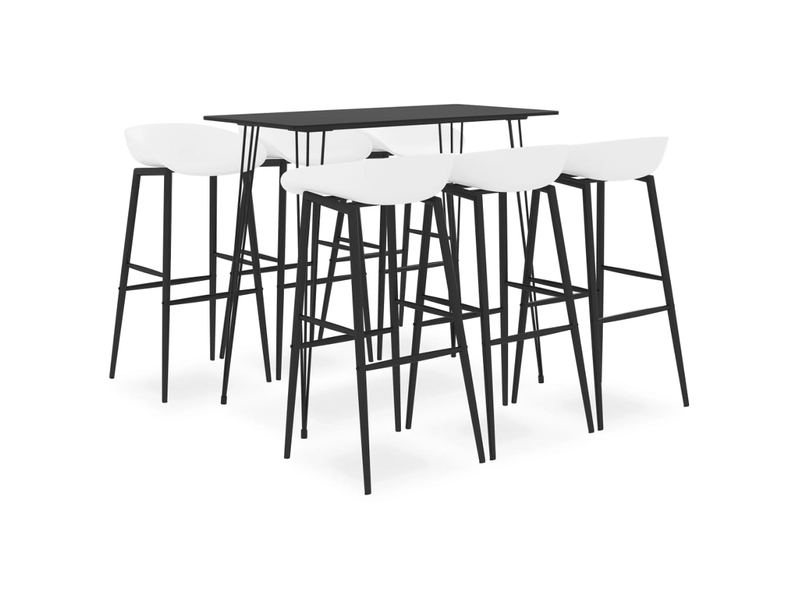 Vidaxl 7 Pcs Conjunto De Bar Preto E Branco