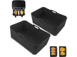 Conjunto De 2 Moldes De Silicone Para Fritadeira A Ar, Acessórios Reutilizáveis​​ Para Fritadeira, Molde Retangular De Silicone Para Fritadeira